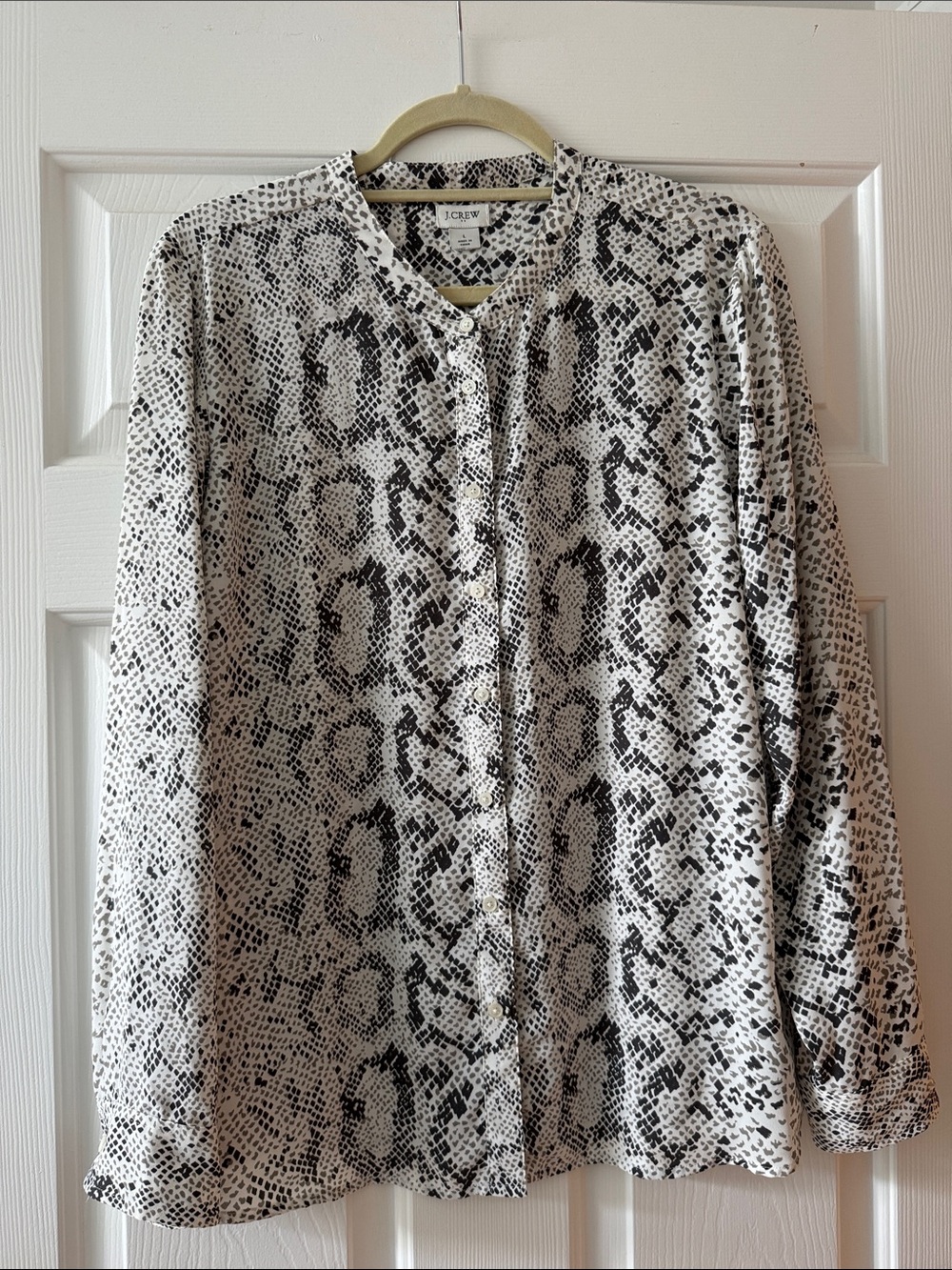 J. Crew Factory Black and White Snake Print Blouse